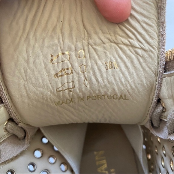 Balmain Beige Tia Suede Grommet Ankle Boots 38.5 - Picture 9 of 9